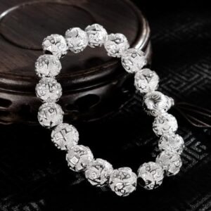 Six-character mantra 999 silver-plated silver bracelet