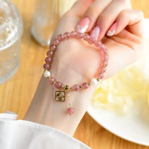 Natural Strawberry Quartz Fortune Bracelet