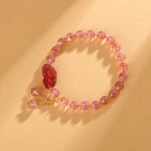 Natural Strawberry Crystal Pi Xiu Bracelet