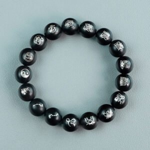 Ebony with Silver Cross Sutra Bracelet