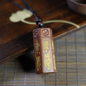 Thunder Strike Date Wood God of Fortune Pendant