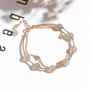 Ice Moonstone 14k Gold Clad Bracelet