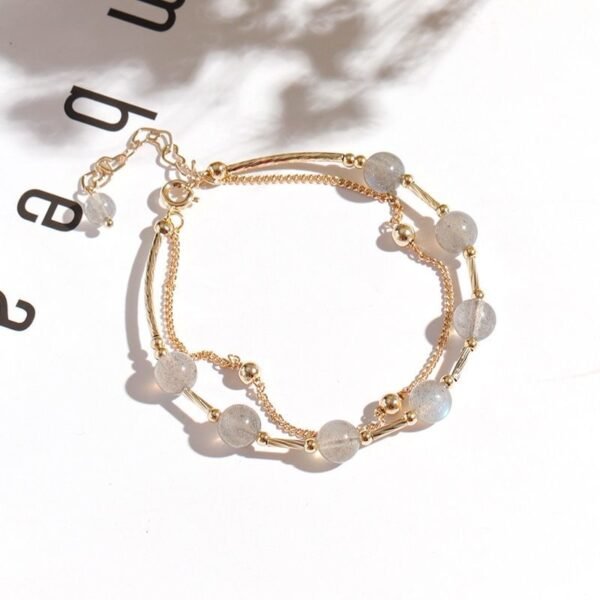 Ice Moonstone 14k Gold Clad Bracelet