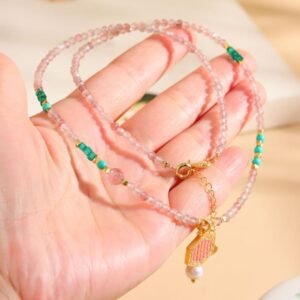 Natural Strawberry Quartz Bracelet Necklace